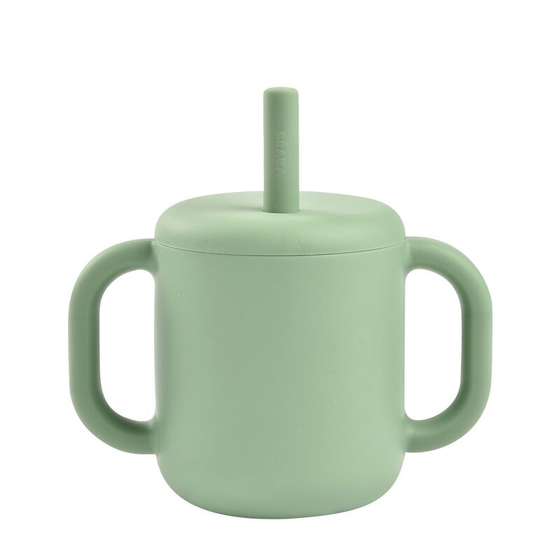 Silicone straw cup sage green