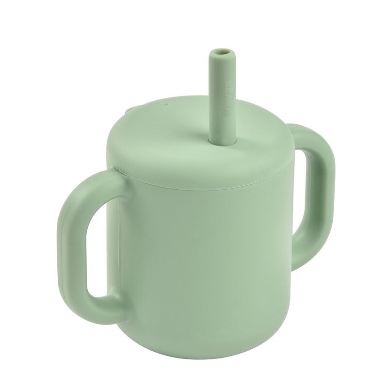 Silicone straw cup sage green