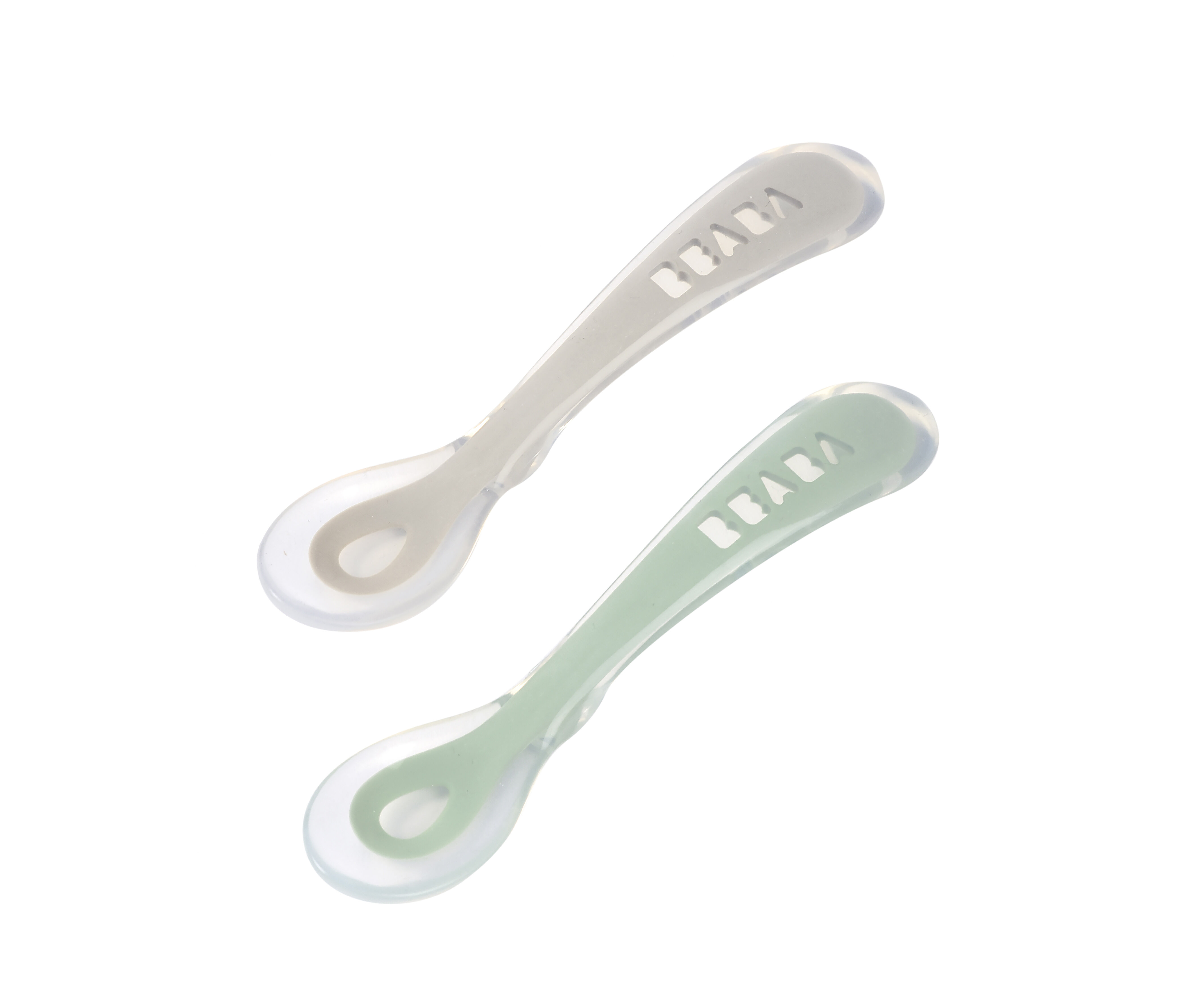 2nd stage 2 silicone spoon set + carry box velvet grey / sag | BEABA
