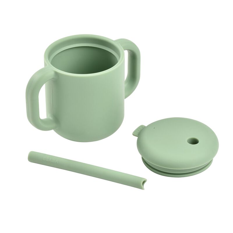 Silicone straw cup sage green